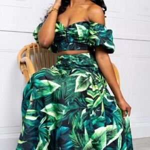 Tropical Resortwear Set (Cropped top and Maxi Skirt)